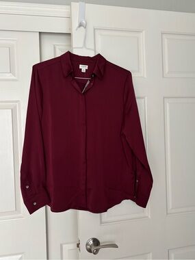 J. Crew Factory Women's Button-Front Blouse - Burgundy
